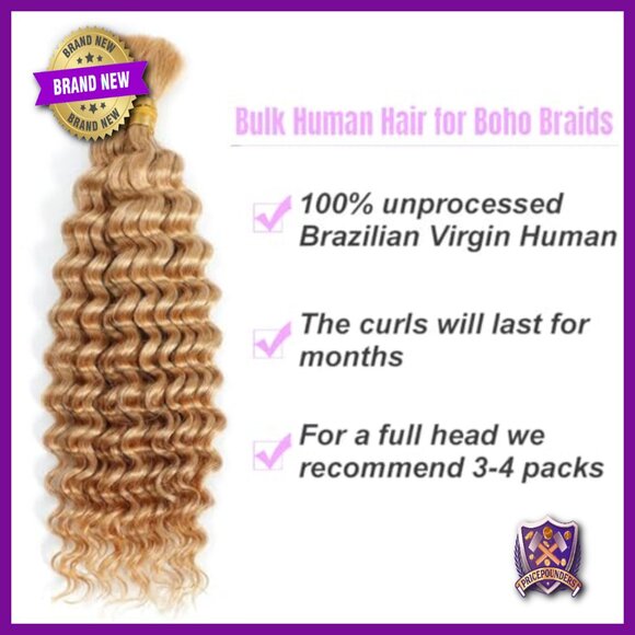 16 Inch Deep Wave Human Hair Extensions 120g 2 Bundles Boho Braids main image 4